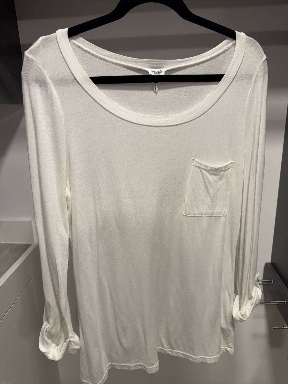 Splendid White Long-Sleeve Pocket Tee NWOT